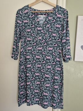EUC Boden Fox & Hare Print 3/4-sleeve Midi Dress, Fits Like S